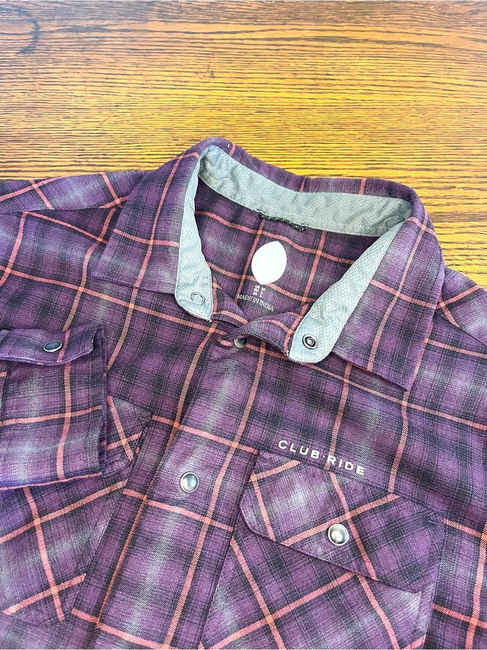 Club Ride Shirt Mens Sz M Purple Plaid Daniel Flannel Pearl Snap Cycling Vented